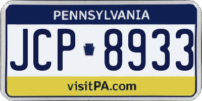 PA license plate JCP8933
