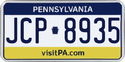 PA license plate JCP8935