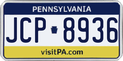 PA license plate JCP8936