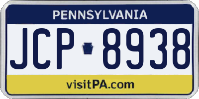 PA license plate JCP8938