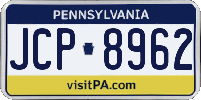 PA license plate JCP8962