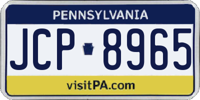 PA license plate JCP8965