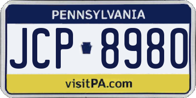 PA license plate JCP8980