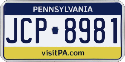 PA license plate JCP8981