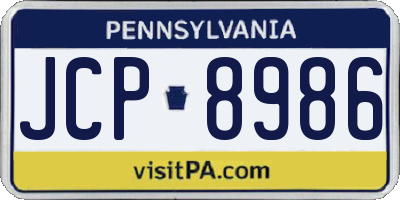 PA license plate JCP8986