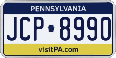 PA license plate JCP8990