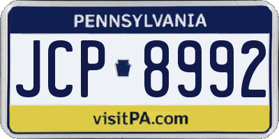 PA license plate JCP8992