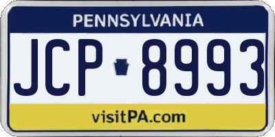 PA license plate JCP8993