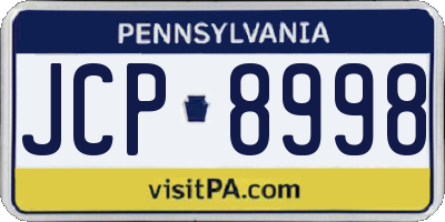 PA license plate JCP8998
