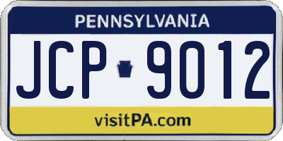 PA license plate JCP9012
