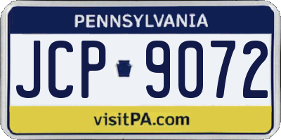 PA license plate JCP9072