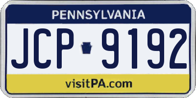 PA license plate JCP9192