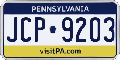 PA license plate JCP9203