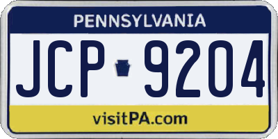 PA license plate JCP9204