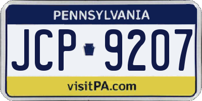 PA license plate JCP9207