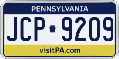 PA license plate JCP9209