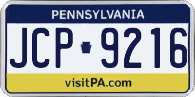 PA license plate JCP9216