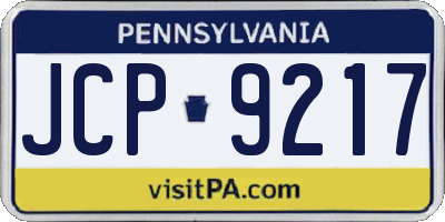 PA license plate JCP9217