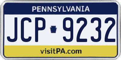 PA license plate JCP9232