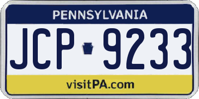PA license plate JCP9233