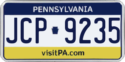PA license plate JCP9235