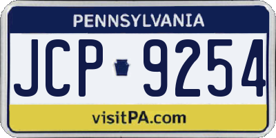 PA license plate JCP9254