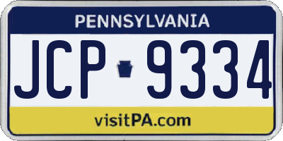 PA license plate JCP9334
