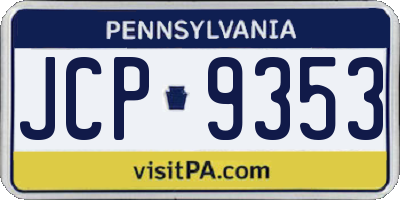 PA license plate JCP9353