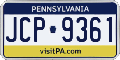 PA license plate JCP9361