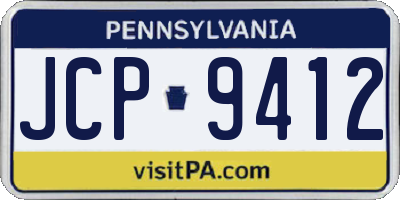 PA license plate JCP9412
