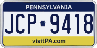 PA license plate JCP9418