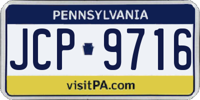 PA license plate JCP9716