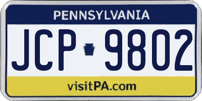 PA license plate JCP9802