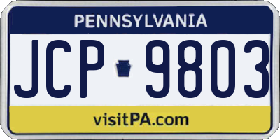 PA license plate JCP9803