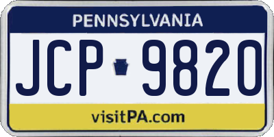 PA license plate JCP9820