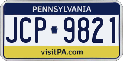 PA license plate JCP9821