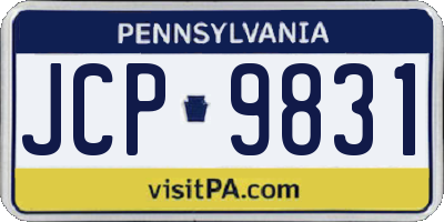 PA license plate JCP9831