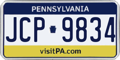 PA license plate JCP9834