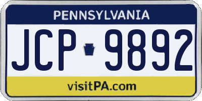 PA license plate JCP9892