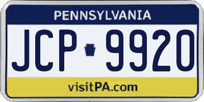 PA license plate JCP9920