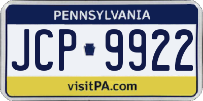 PA license plate JCP9922