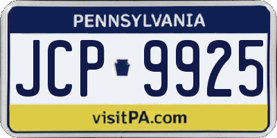 PA license plate JCP9925