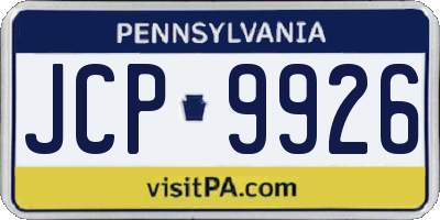PA license plate JCP9926