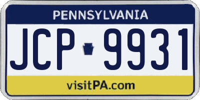 PA license plate JCP9931