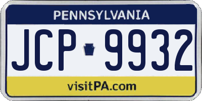 PA license plate JCP9932