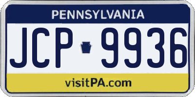 PA license plate JCP9936