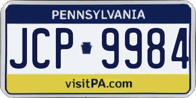PA license plate JCP9984