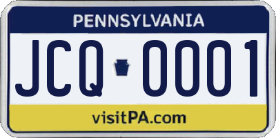 PA license plate JCQ0001