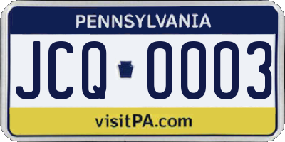 PA license plate JCQ0003