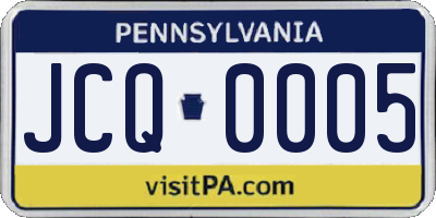 PA license plate JCQ0005